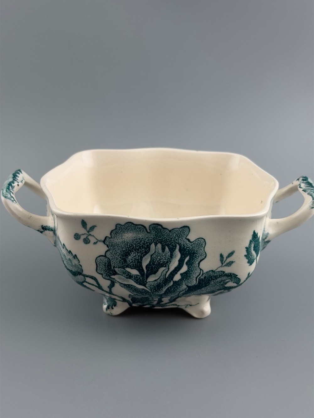 Johnson Brothers English Chippendale Blue Floral Ceramic Sugar Bowl with Handles